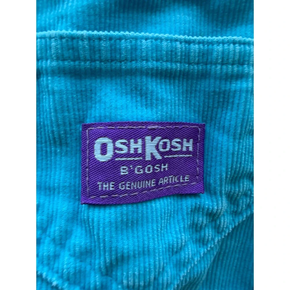 OshKosh B'Gosh Vintage 90s Corduroy Overalls Turquoise Toddler 2T Made in USA